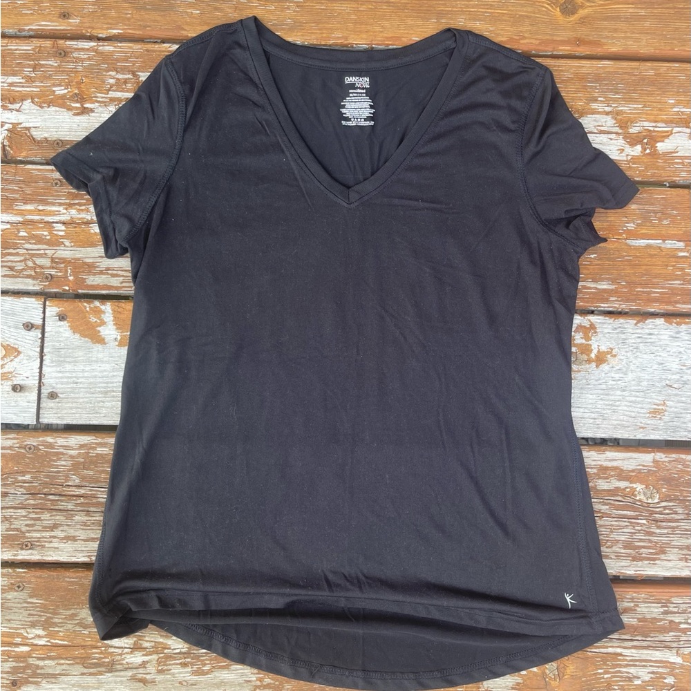 Black athletic T-shirt with V-neck